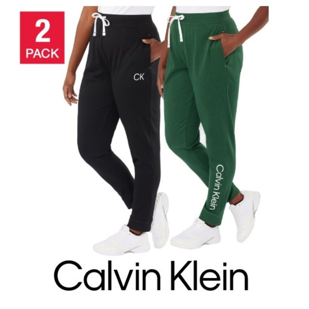 NWT Calvin Klein Women's Logo Jogger, 2-pack, Black Pack
